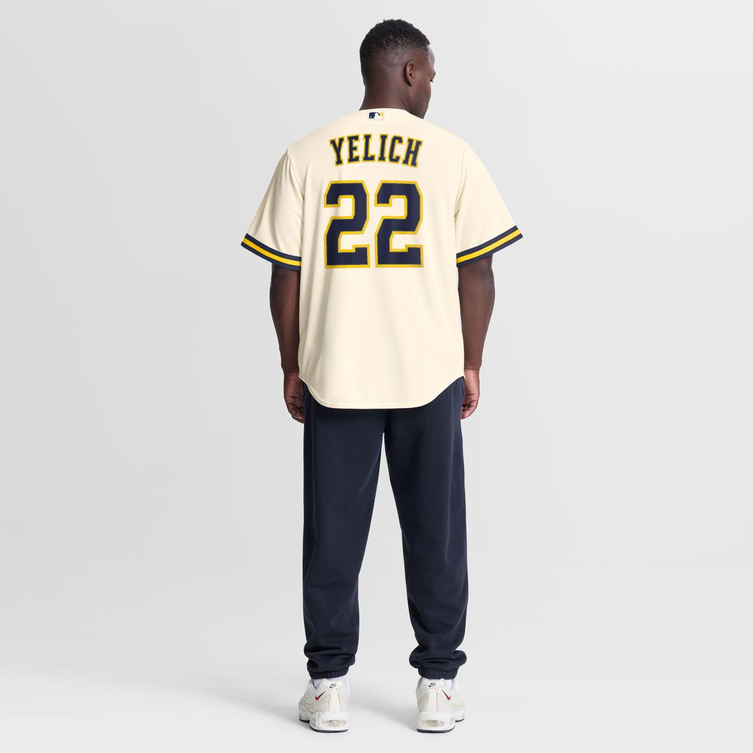Christian Yelich Milwaukee Brewers Nike Home Replica Jersey - Cream