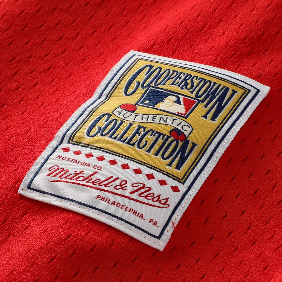 Jimmy Rollins Philadelphia Phillies Mitchell & Ness Cooperstown Mesh Batting Practice Button-Up Jersey - Red