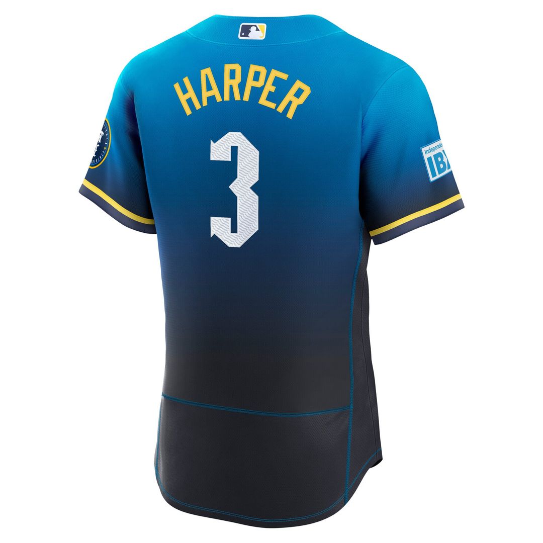 Bryce Harper Philadelphia Phillies Nike City Connect Authentic Sponsor Patch Jersey - Blue