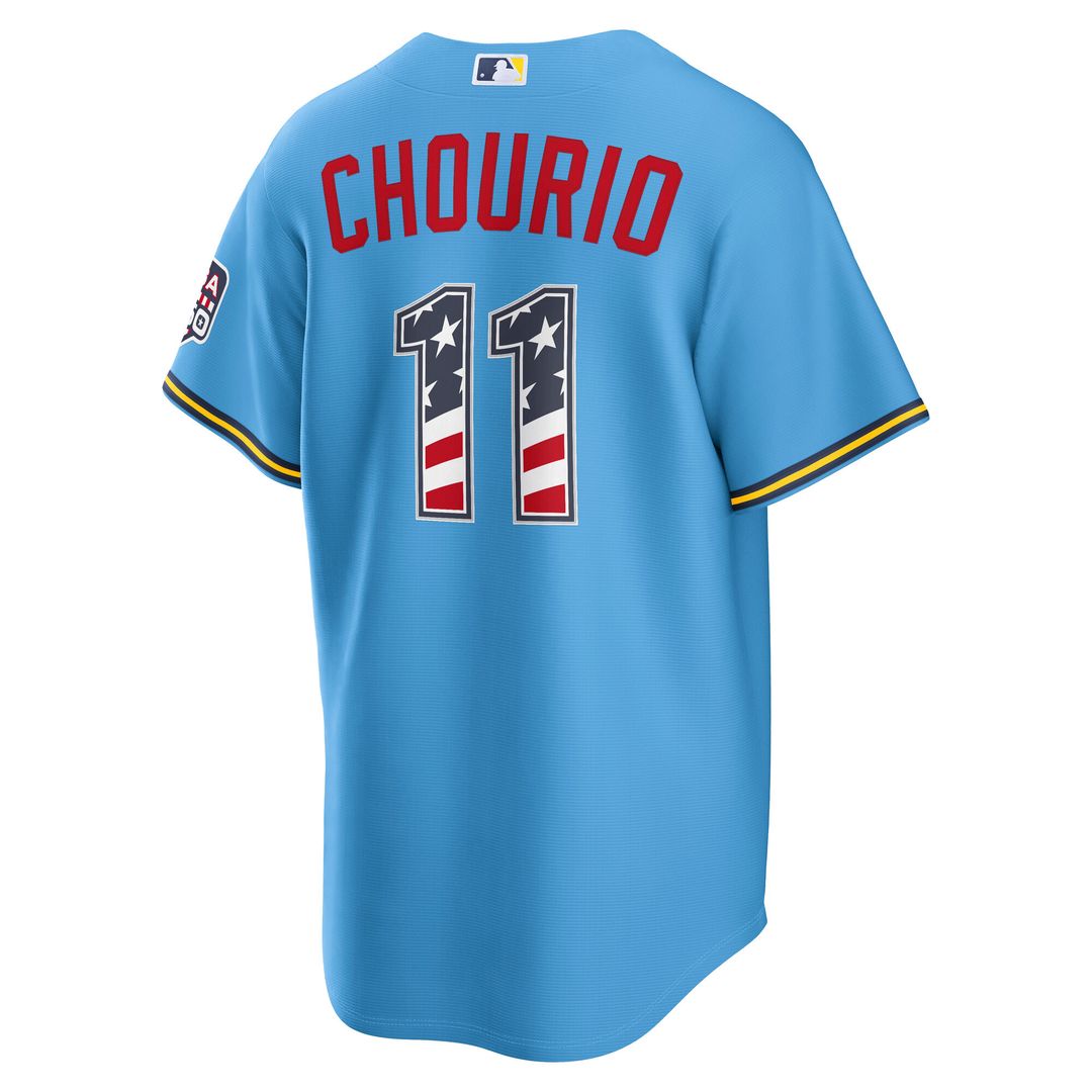 Jackson Chourio Milwaukee Brewers Nike USA 250 Fourth of July Road Stadium Jersey - Light Blue