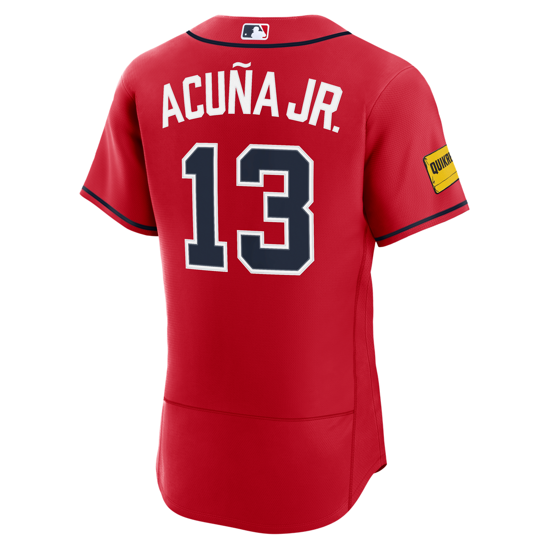 Ronald Acuña Jr. Atlanta Braves Nike Alternate Authentic Sponsor Patch Jersey - Red