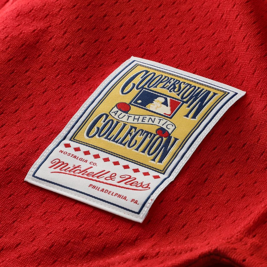 Deion Sanders Cincinnati Reds Mitchell & Ness Cooperstown Mesh Batting Practice Button-Up Jersey - Red