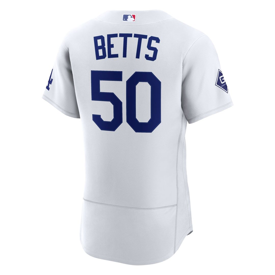 Mookie Betts Los Angeles Dodgers Nike Home Authentic Sponsor Patch Jersey - White