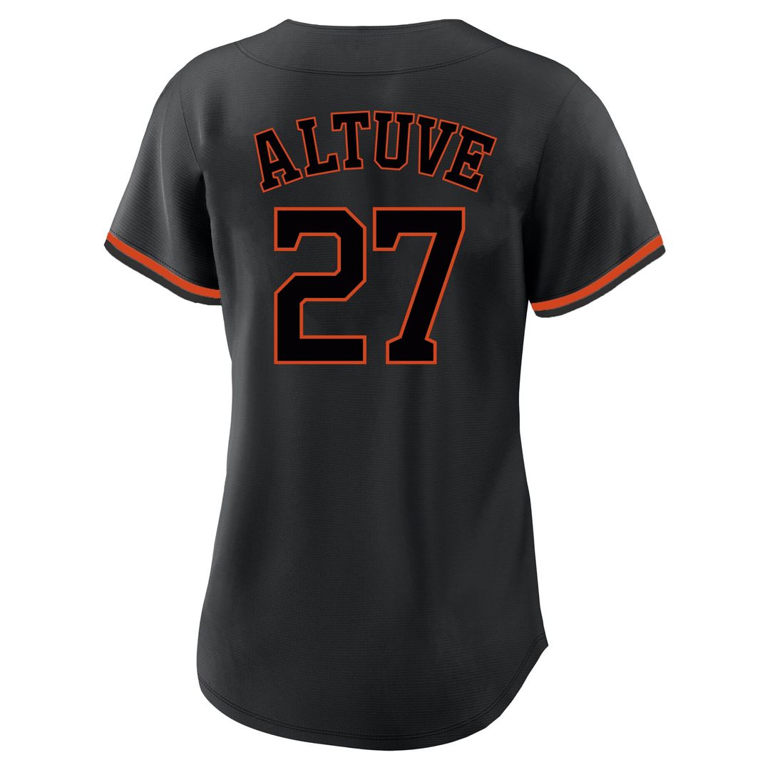 Jose Altuve Houston Astros Profile Women's Plus Size Player Name & Number Fashion Jersey - Black