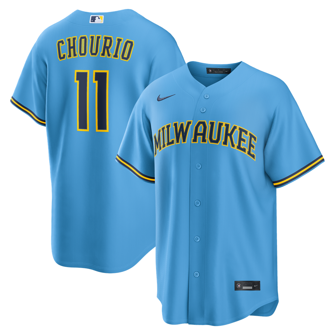 Jackson Chourio Milwaukee Brewers Nike Road Replica Jersey - Light Blue