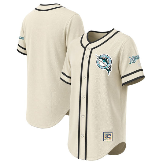 Miami Marlins Stitches Throwback Fashion Jersey - Natural