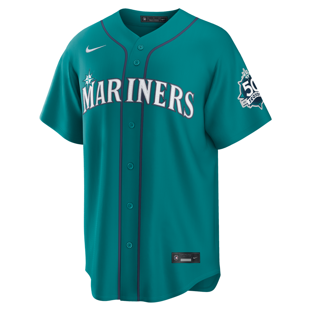 Julio Rodríguez Seattle Mariners Nike Alternate Stadium 50th Season Patch Jersey - Teal