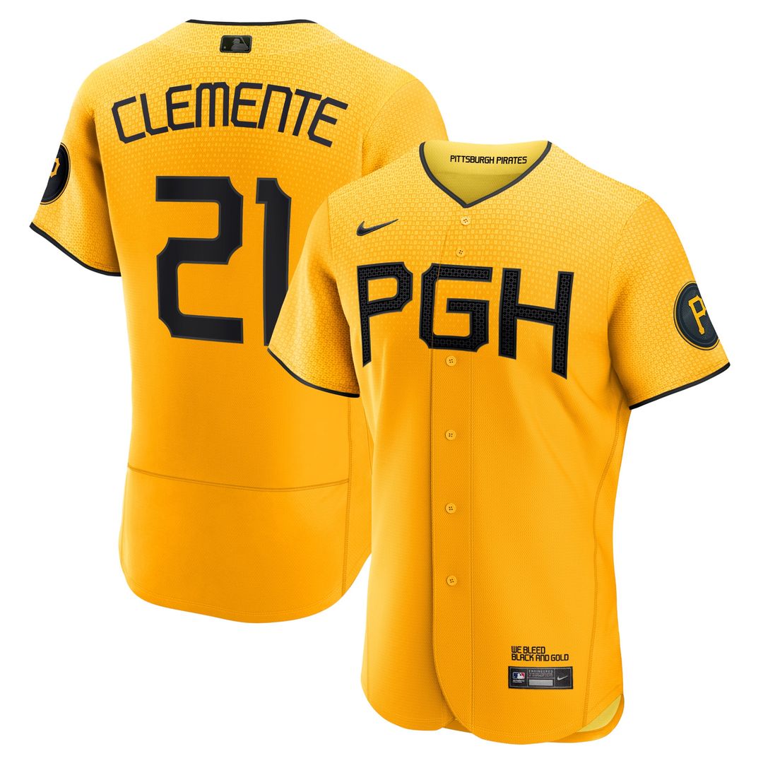 Roberto Clemente Pittsburgh Pirates Nike City Connect Authentic Player Jersey - Gold