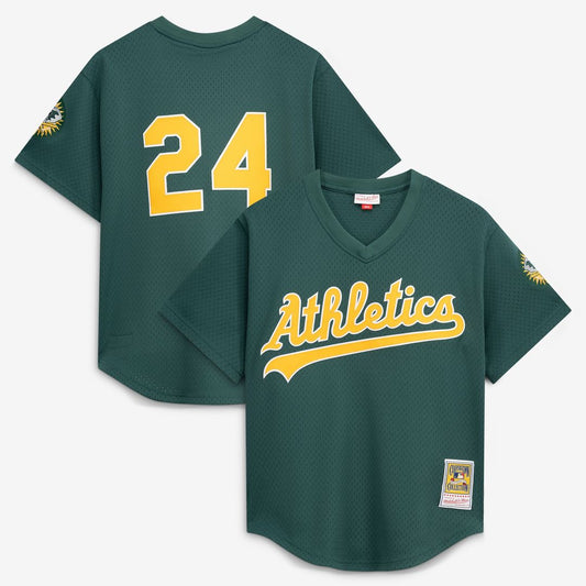 Rickey Henderson Athletics Mitchell & Ness Authentic Batting Practice Jersey - Green
