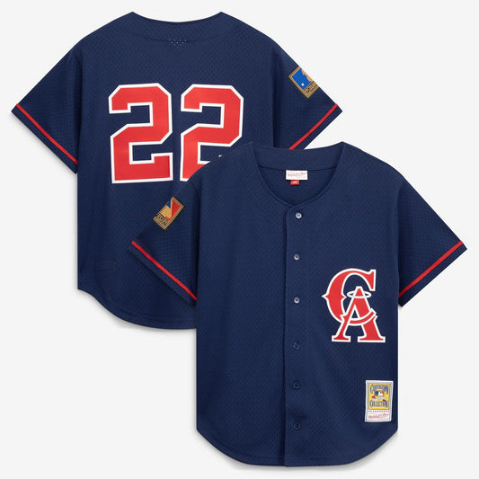 Bo Jackson California Angels Mitchell & Ness Cooperstown Collection Mesh Batting Practice Button-Up Jersey - Navy