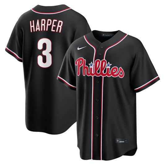 Bryce Harper Philadelphia Phillies Nike Fashion Replica Black Out Jersey