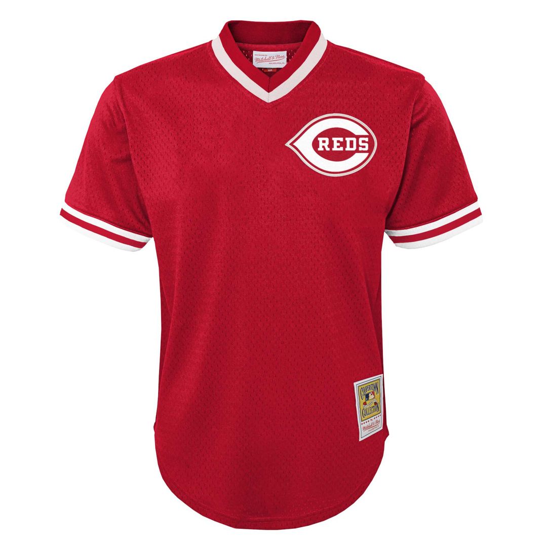 Johnny Bench Cincinnati Reds Mitchell & Ness Youth Cooperstown Collection Mesh Batting Practice Jersey - Red