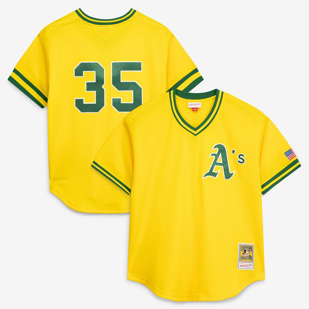 Rickey Henderson Athletics Mitchell & Ness Authentic Batting Practice Jersey - Yellow