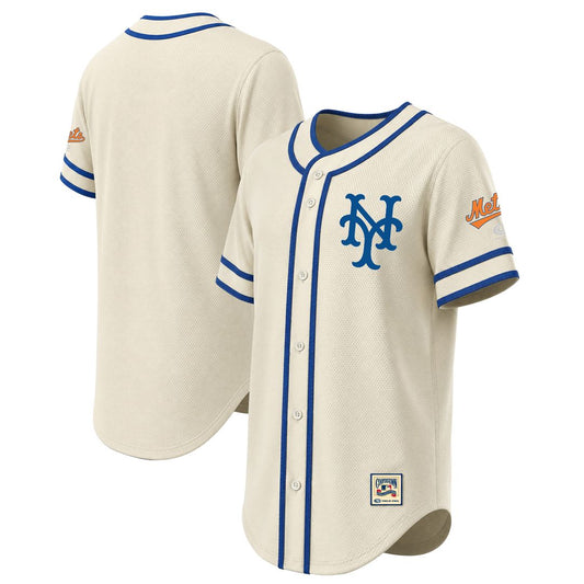 New York Mets Stitches Throwback Fashion Jersey - Natural