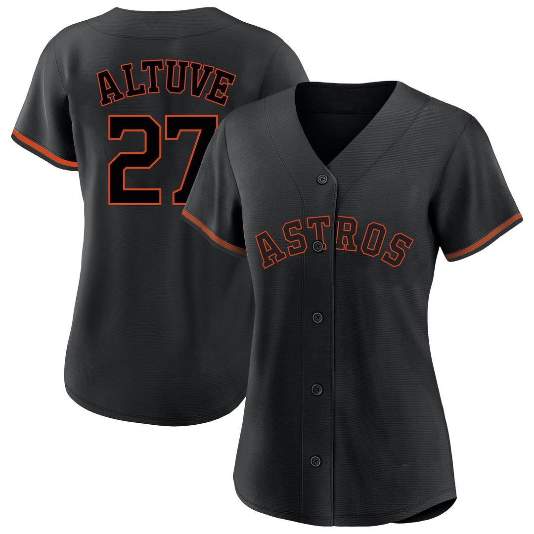 Jose Altuve Houston Astros Profile Women's Plus Size Player Name & Number Fashion Jersey - Black