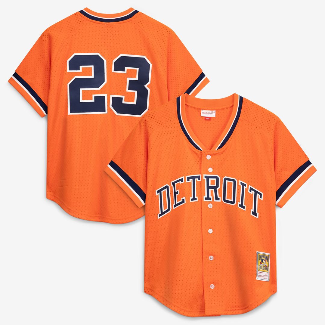 Kirk Gibson Detroit Tigers Mitchell & Ness Cooperstown Collection Mesh Batting Practice Button-Up Jersey - Orange