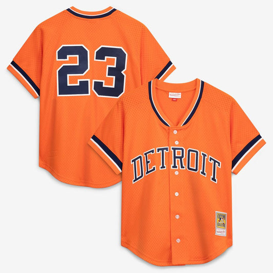 Kirk Gibson Detroit Tigers Mitchell & Ness Cooperstown Collection Mesh Batting Practice Button-Up Jersey - Orange