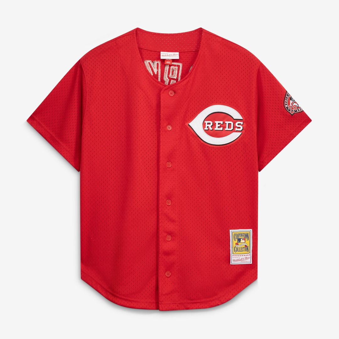 Barry Larkin Cincinnati Reds Mitchell & Ness Throwback Cooperstown Mesh Batting Practice Jersey - Red