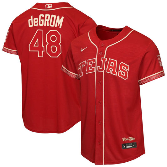Jacob deGrom Texas Rangers Nike Youth 2026 City Connect Stadium Jersey - Red