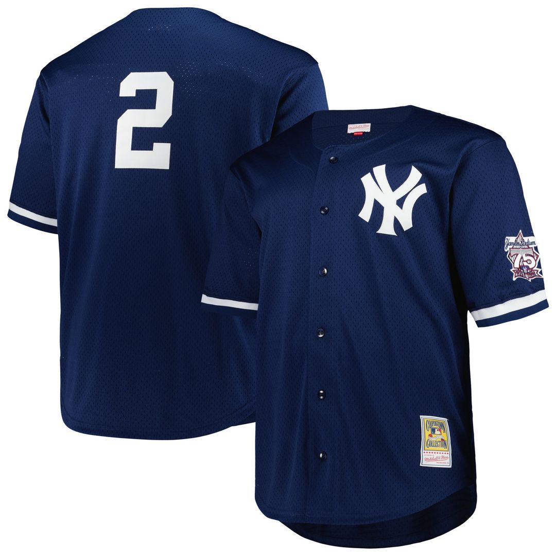 Derek Jeter New York Yankees Mitchell & Ness Big & Tall Cooperstown Mesh Batting Practice Jersey - Navy