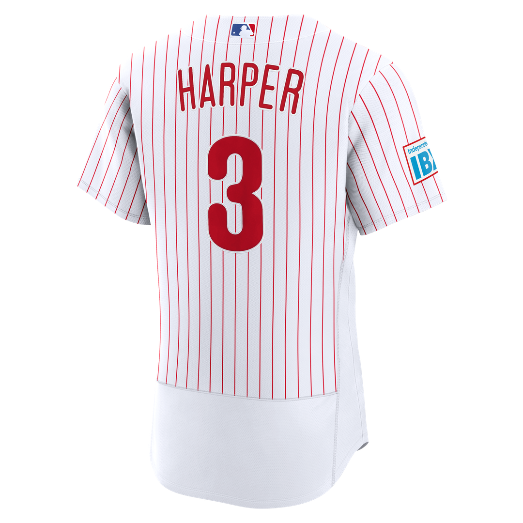 Bryce Harper Philadelphia Phillies Nike Home Authentic Sponsor Patch Jersey - White