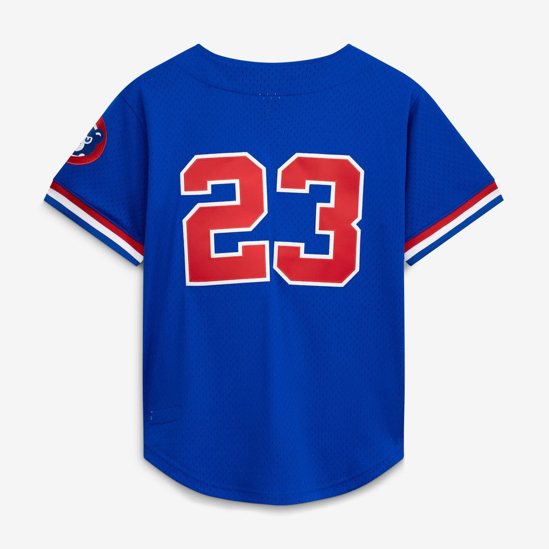 Ryne Sandberg Chicago Cubs Mitchell & Ness Cooperstown Collection 1996 Mesh Batting Practice Button-Up Jersey - Royal