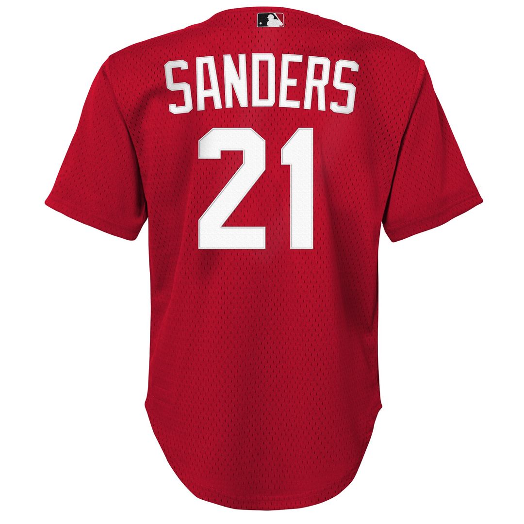Deion Sanders Cincinnati Reds Mitchell & Ness Youth Cooperstown Mesh Batting Practice Jersey - Red