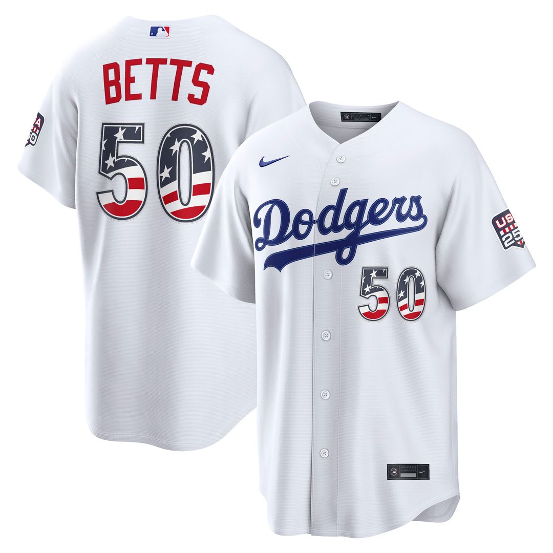 Mookie Betts Los Angeles Dodgers Nike USA 250 Fourth of July Home Stadium Jersey - White