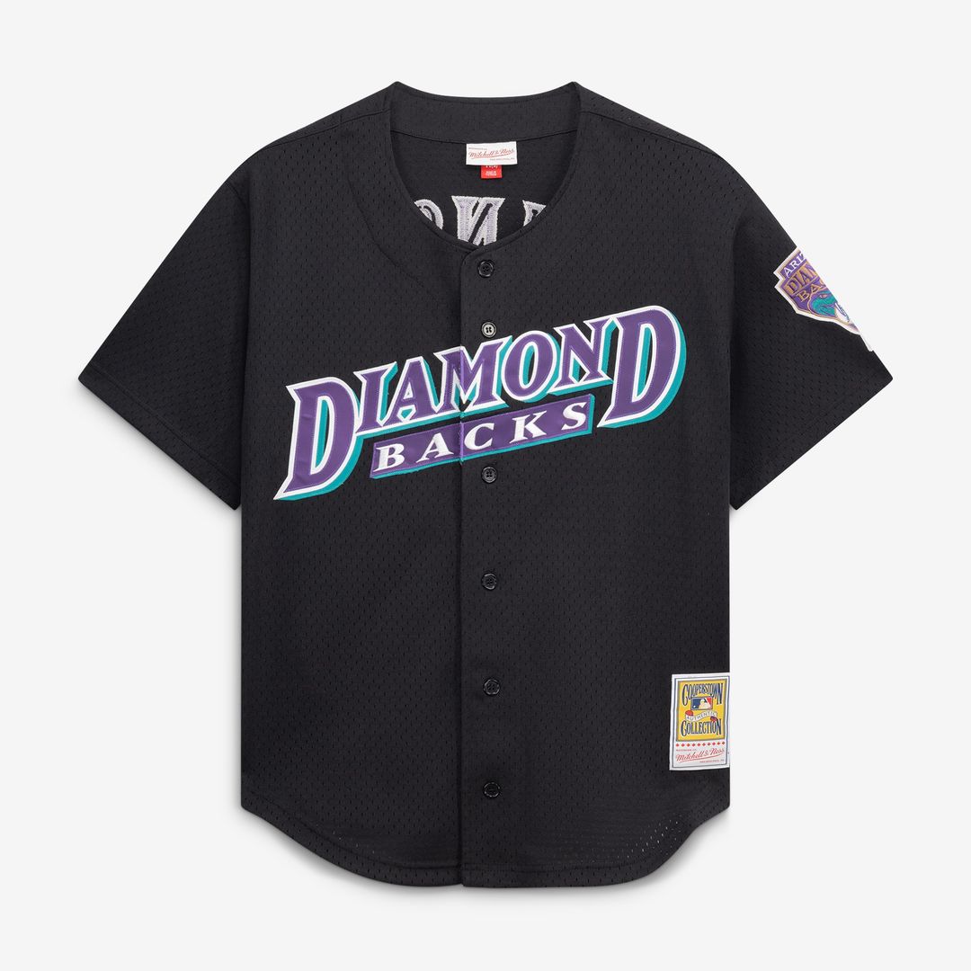 Randy Johnson Arizona Diamondbacks Mitchell & Ness Cooperstown Collection Mesh Batting Practice Button-Up Jersey - Black