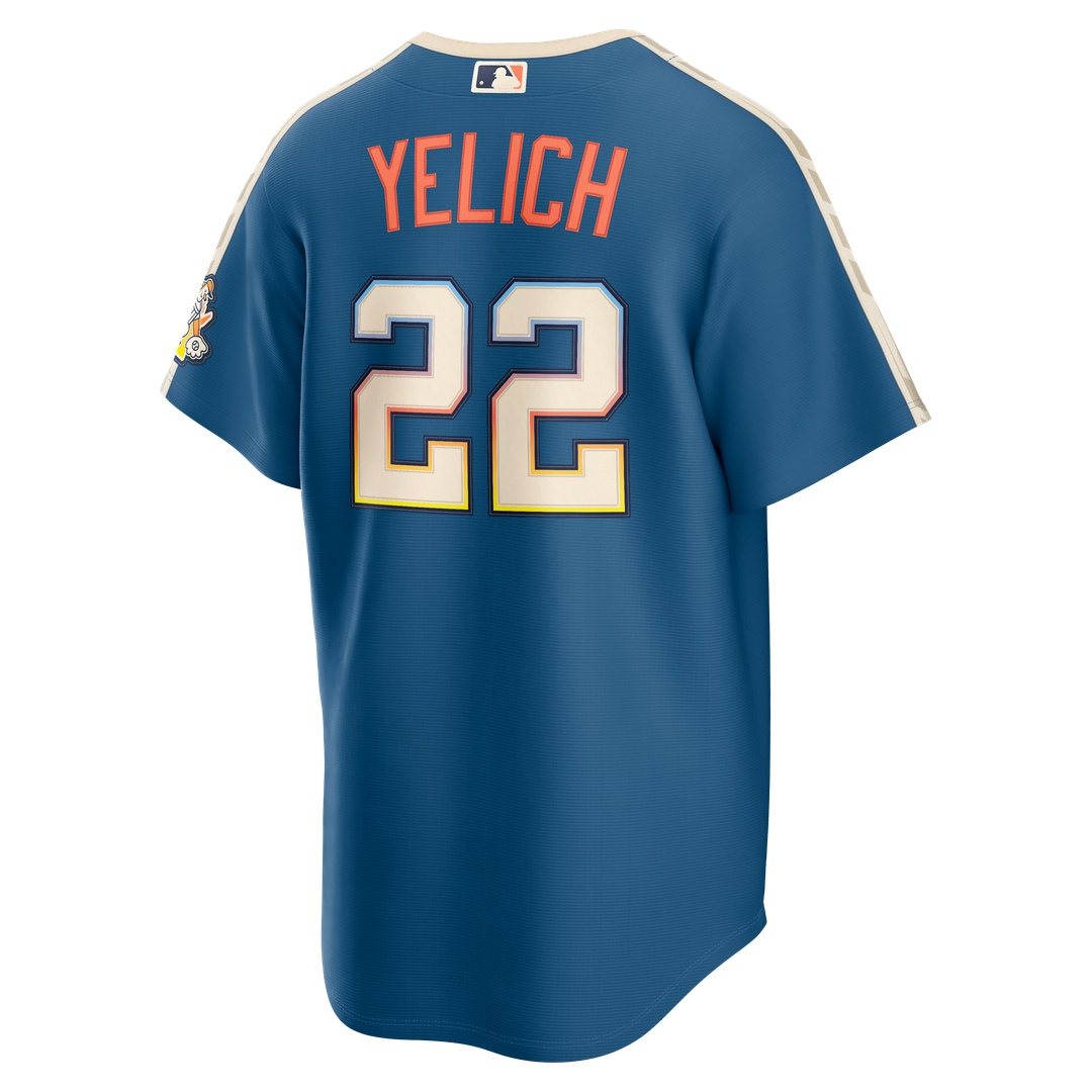 Christian Yelich Milwaukee Brewers Nike 2026 City Connect Stadium Jersey - Mineral Blue