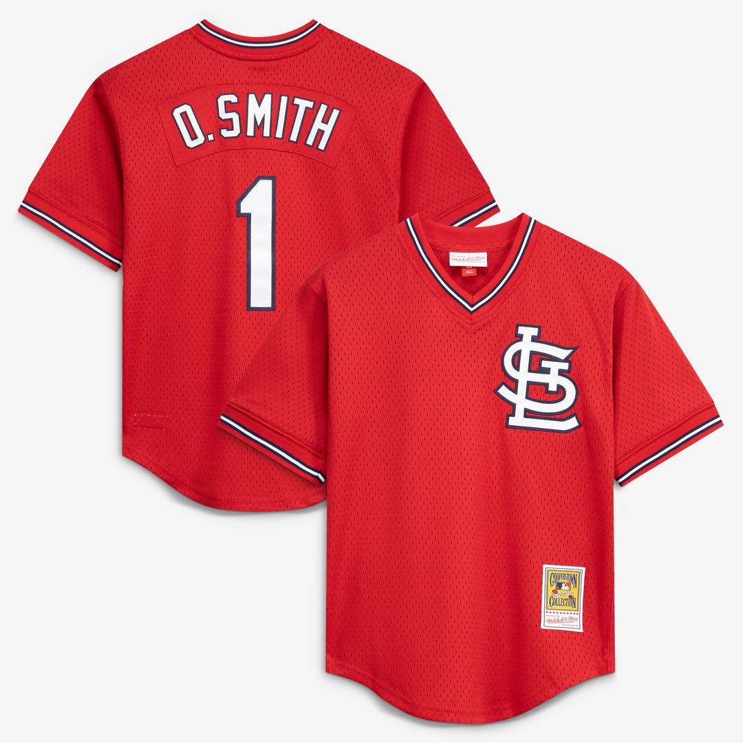 Ozzie Smith St. Louis Cardinals Mitchell & Ness Youth Cooperstown Collection Mesh Batting Practice Jersey - Navy
