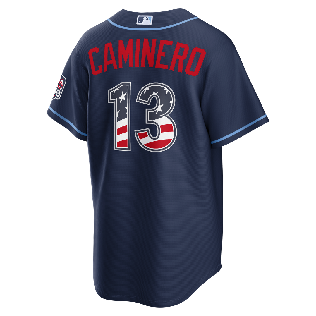 Junior Caminero Tampa Bay Rays Nike USA 250 Fourth of July Road Stadium Jersey - Navy