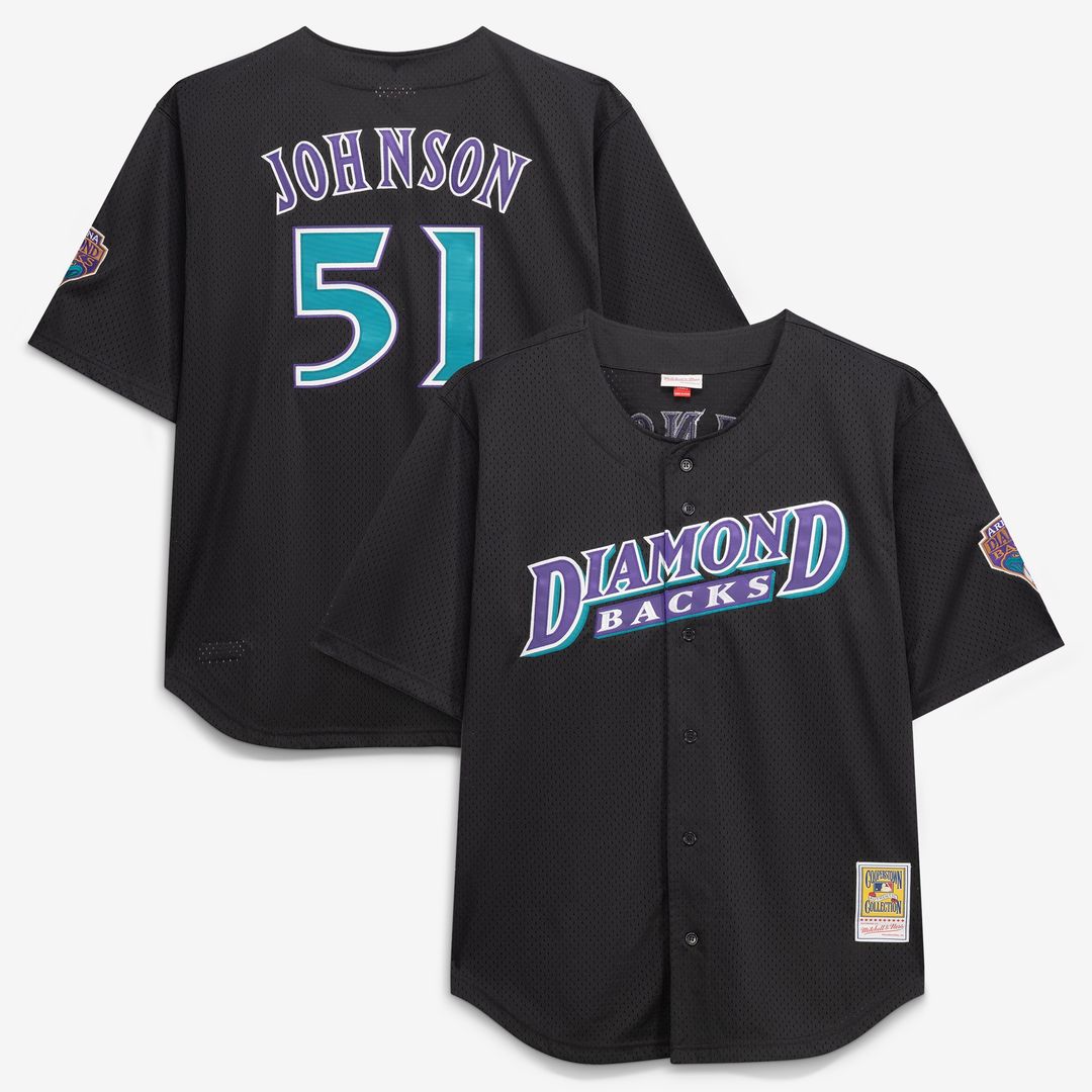 Randy Johnson Arizona Diamondbacks Mitchell & Ness Big & Tall Cooperstown Mesh Batting Practice Jersey - Black
