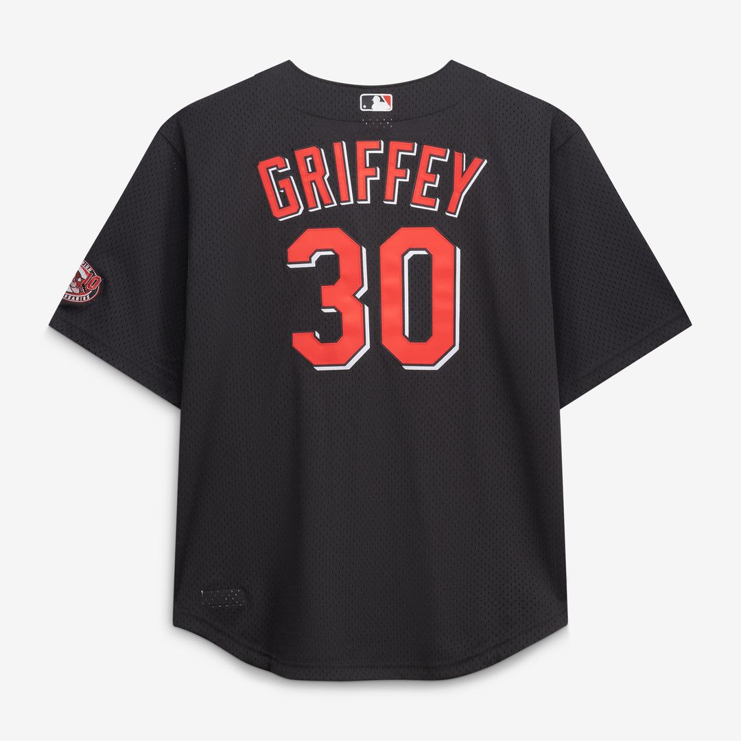 Ken Griffey Jr. Cincinnati Reds Mitchell & Ness Big & Tall Cooperstown Mesh Batting Practice Jersey - Black