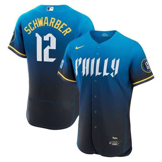 Kyle Schwarber Philadelphia Phillies Nike City Connect Authentic Sponsor Patch Jersey - Navy