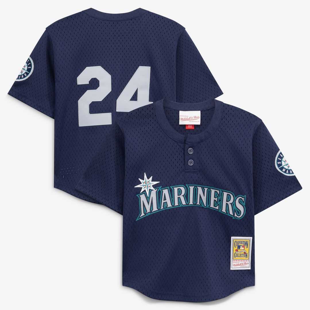 Ken Griffey Jr. Seattle Mariners Mitchell & Ness Toddler Cooperstown Collection Mesh Batting Practice Jersey - Navy