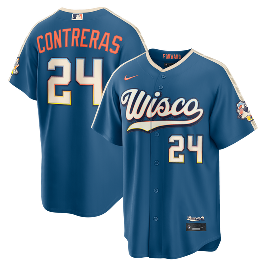William Contreras Milwaukee Brewers Nike 2026 City Connect Stadium Jersey - Mineral Blue