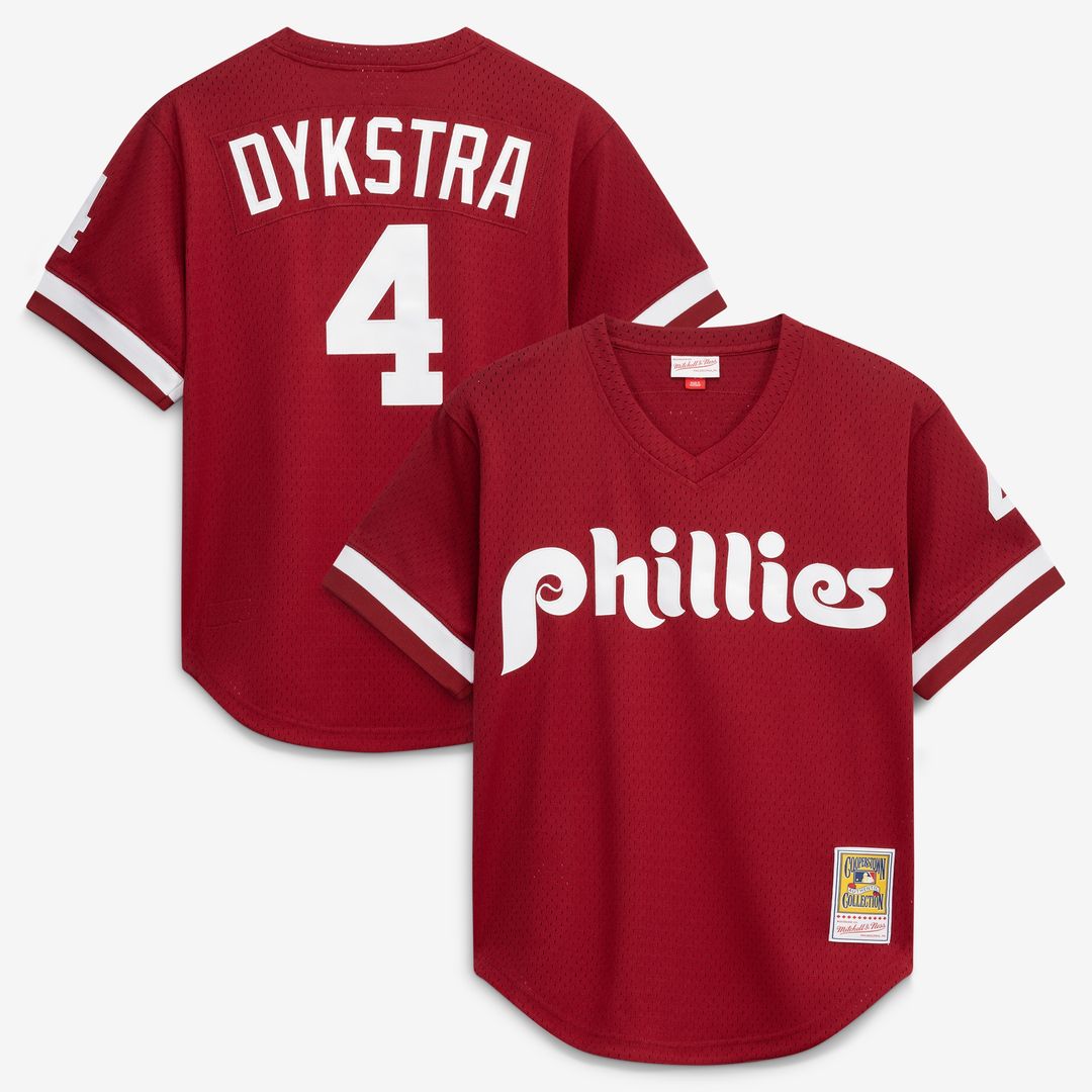 Lenny Dykstra Philadelphia Phillies Mitchell & Ness Authentic Batting Practice Jersey - Scarlet