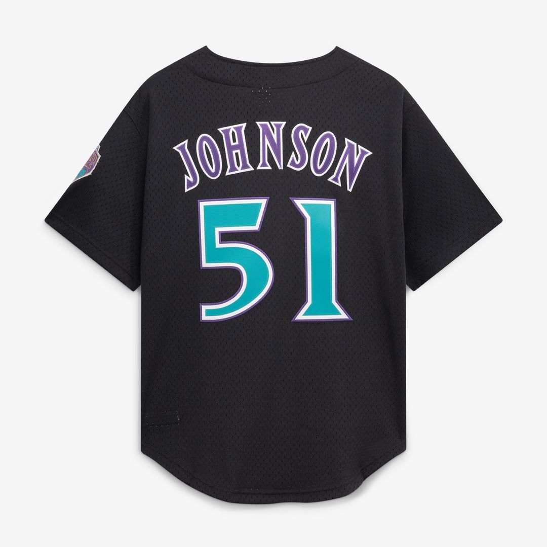 Randy Johnson Arizona Diamondbacks Mitchell & Ness Cooperstown Collection Mesh Batting Practice Button-Up Jersey - Black