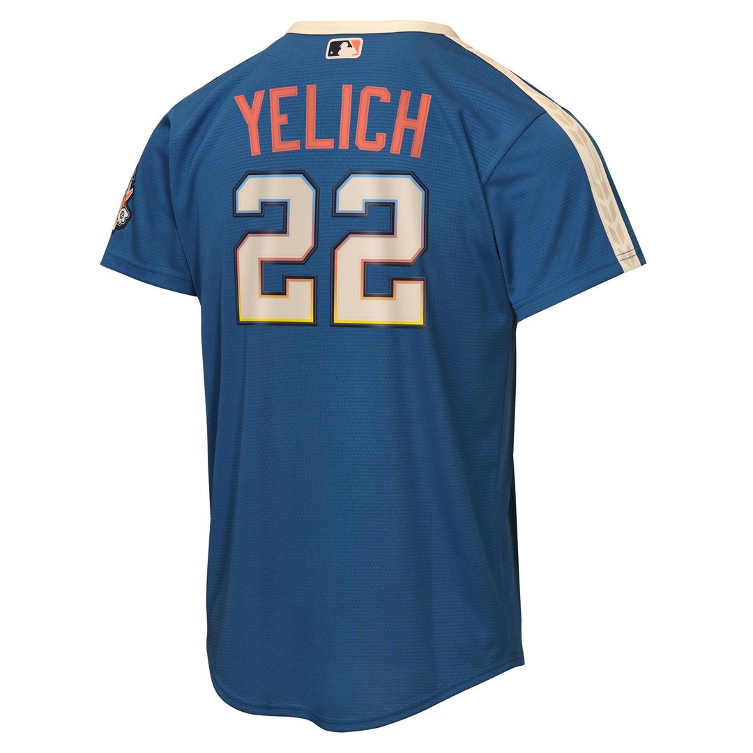 Christian Yelich Milwaukee Brewers Nike Youth 2026 City Connect Stadium Jersey - Mineral Blue