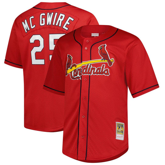 Mark McGwire St. Louis Cardinals Mitchell & Ness Big & Tall Cooperstown Mesh Batting Practice Jersey - Red