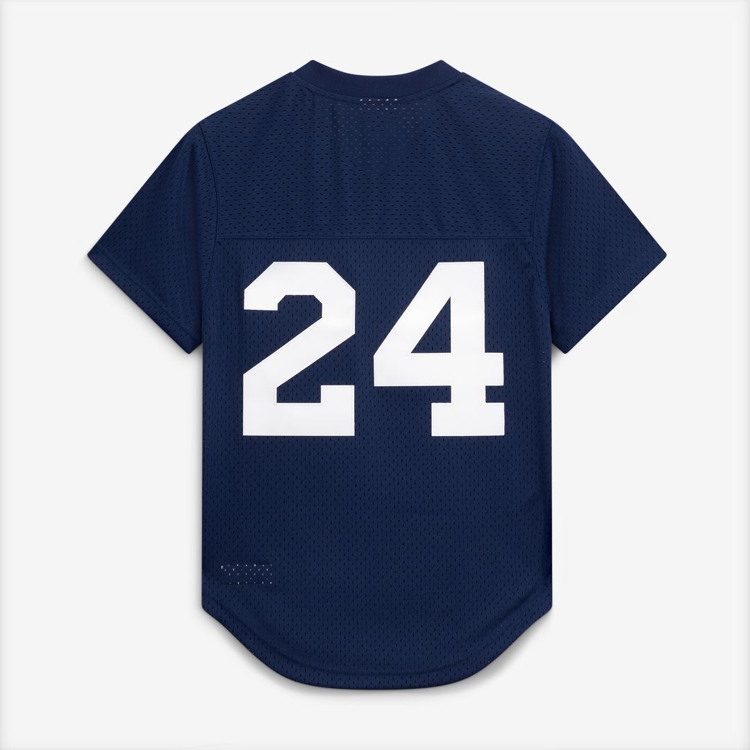 Rickey Henderson New York Yankees Mitchell & Ness Cooperstown Collection Mesh Batting Practice Button-Up Jersey - Navy