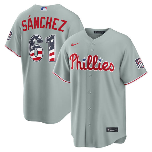 Cristopher Sanchez Philadelphia Phillies Nike USA 250 Fourth of July Road Stadium Jersey - Gray