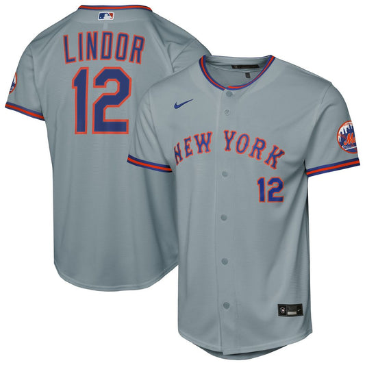 Francisco Lindor New York Mets Nike Youth Road Stadium Player Jersey - Gray