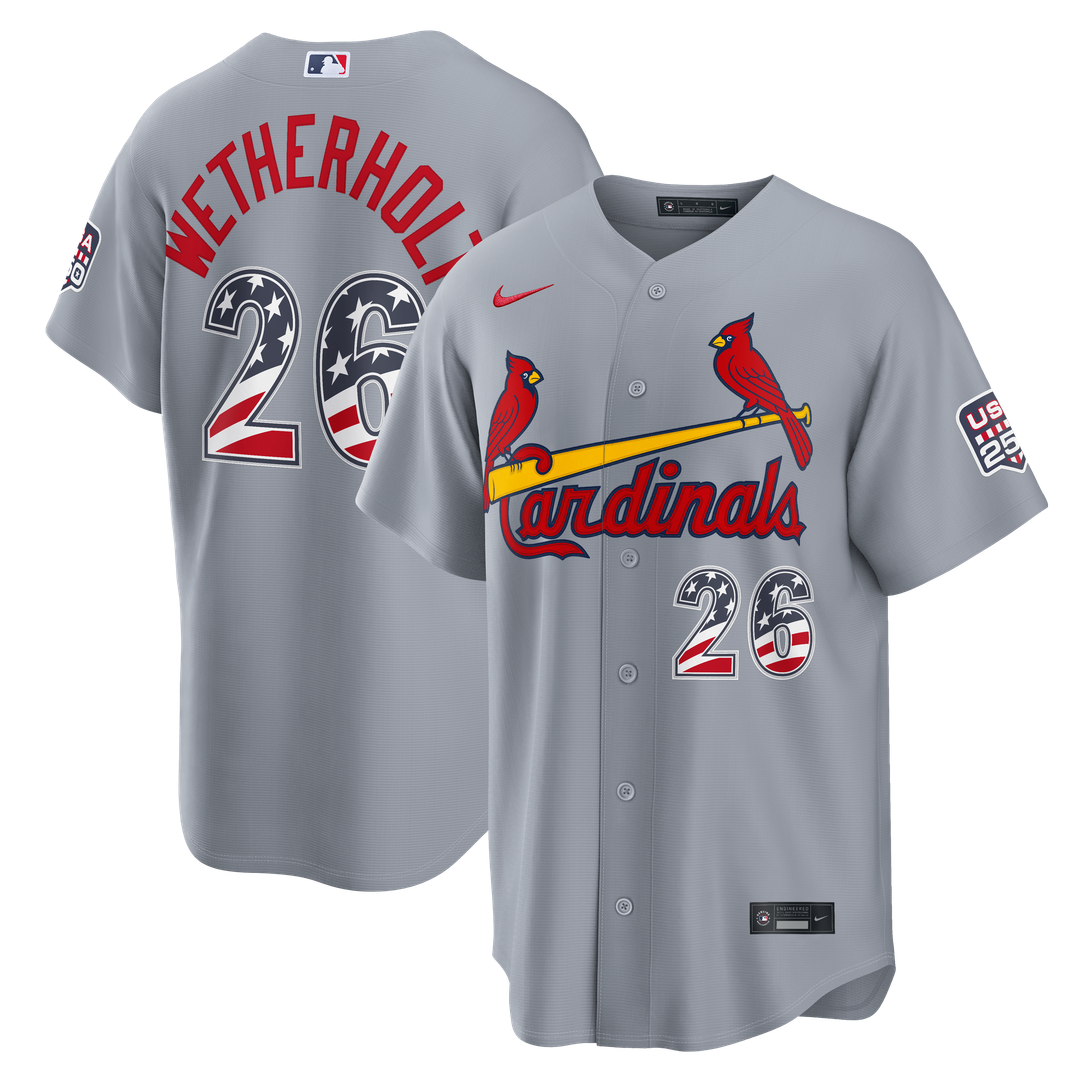 JJ Wetherholt St. Louis Cardinals Nike USA 250 Fourth of July Road Stadium Jersey - Gray