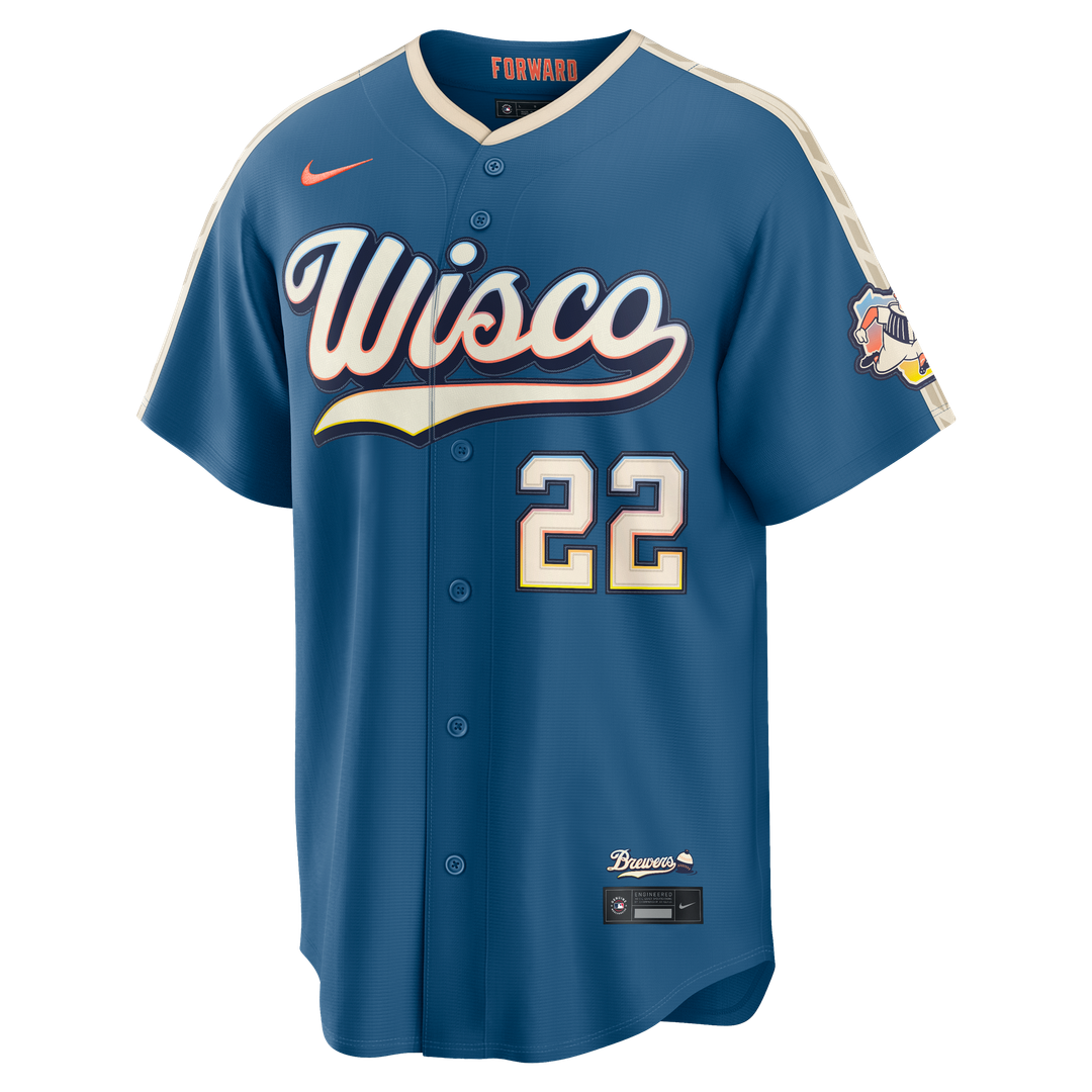 Christian Yelich Milwaukee Brewers Nike 2026 City Connect Stadium Jersey - Mineral Blue