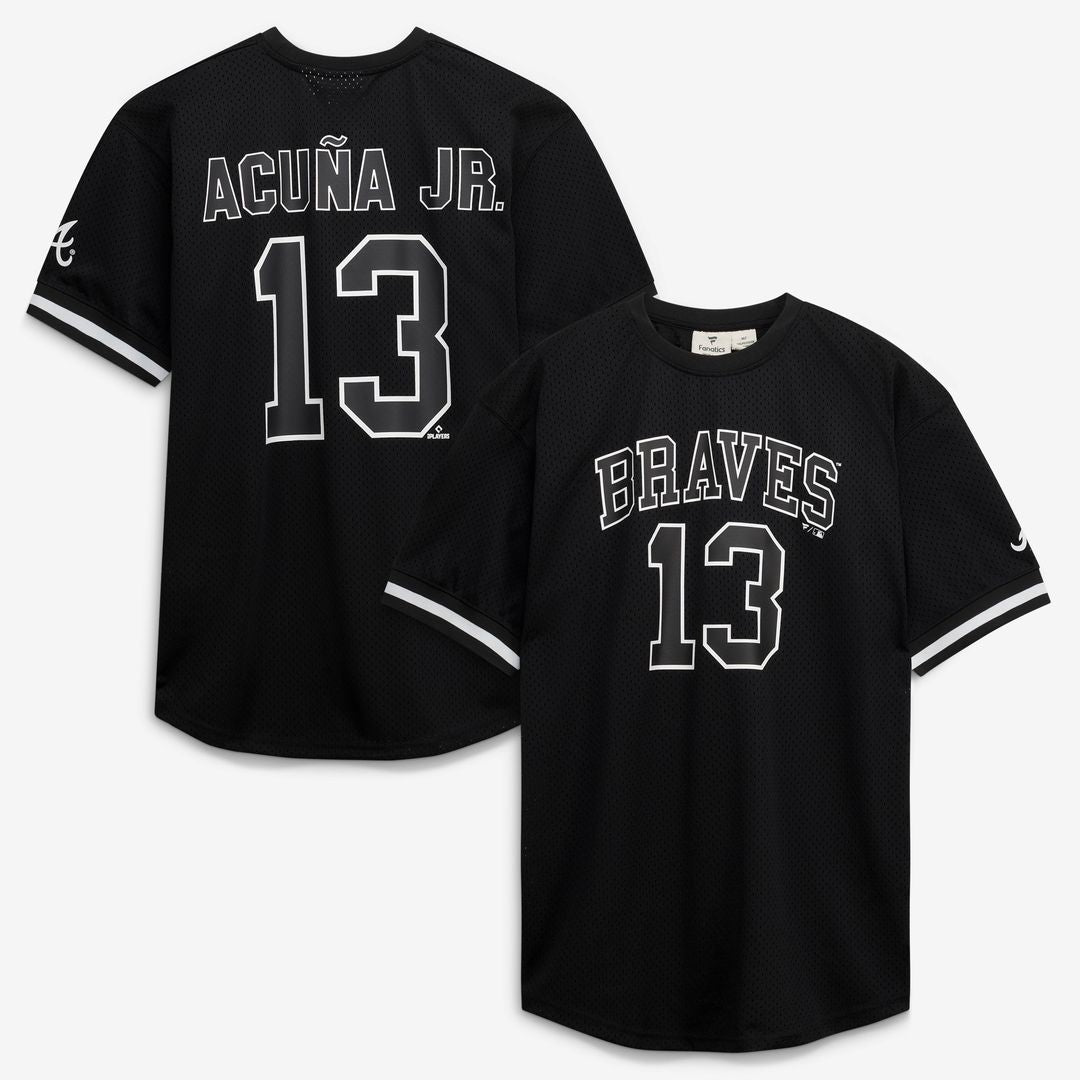 Ronald Acuña Jr. Atlanta Braves Fanatics Big & Tall Heavyweight Mesh Jersey - Black/White