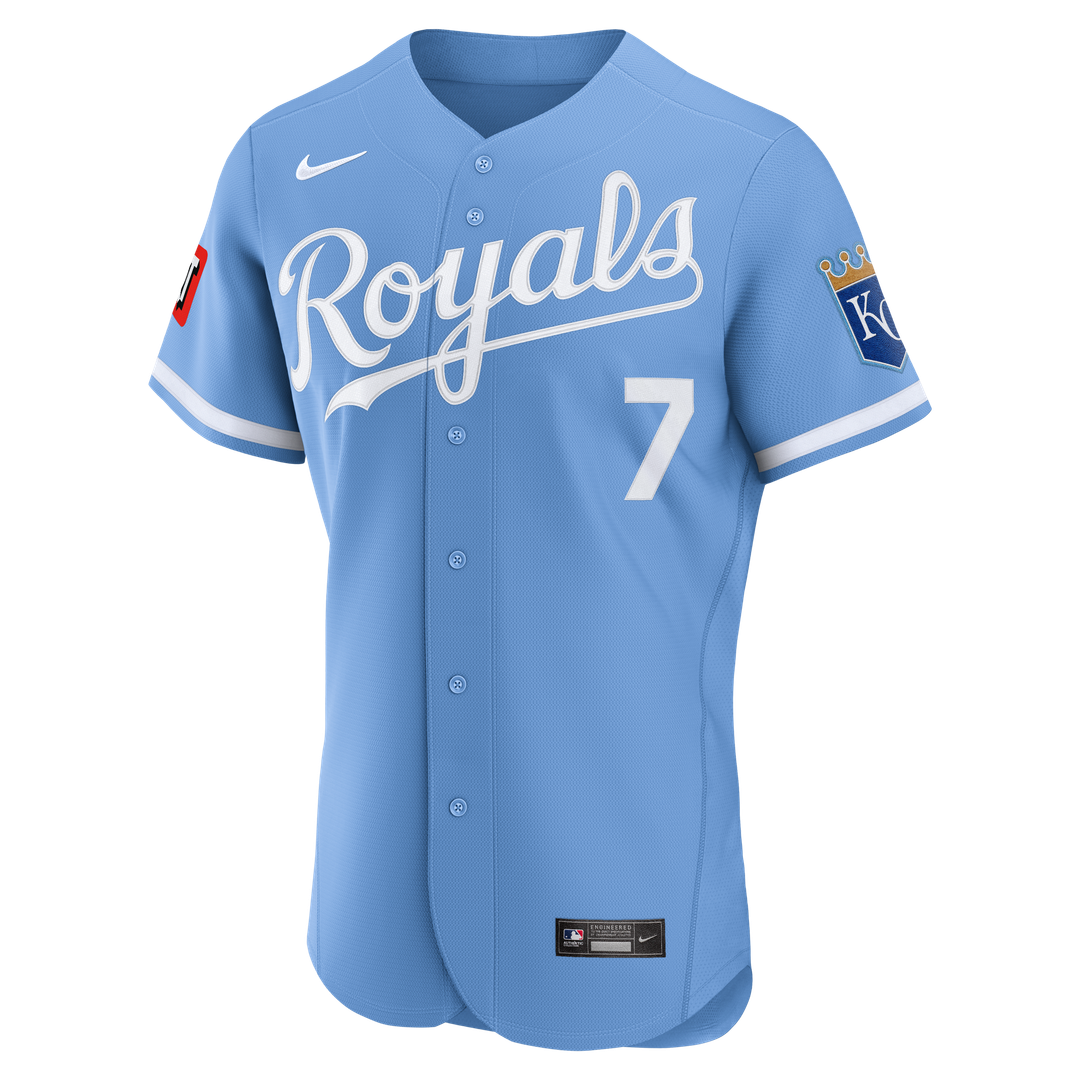 Bobby Witt Jr. Kansas City Royals Nike Alternate Authentic Sponsor Patch Jersey - Light Blue