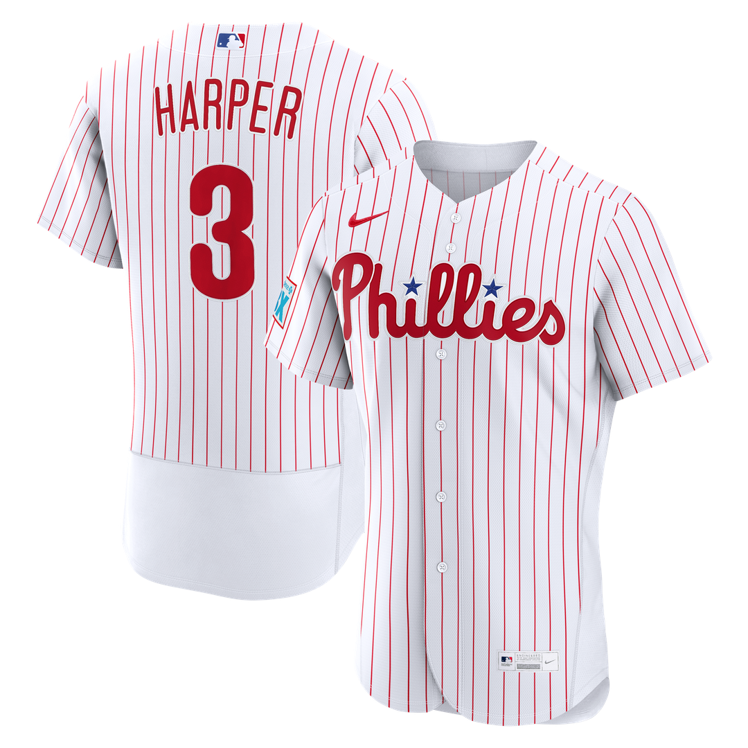 Bryce Harper Philadelphia Phillies Nike Home Authentic Sponsor Patch Jersey - White