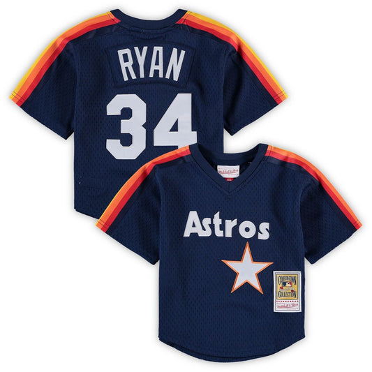 Nolan Ryan Houston Astros Mitchell & Ness Preschool & Toddler Cooperstown Collection Mesh Batting Practice Jersey - Navy